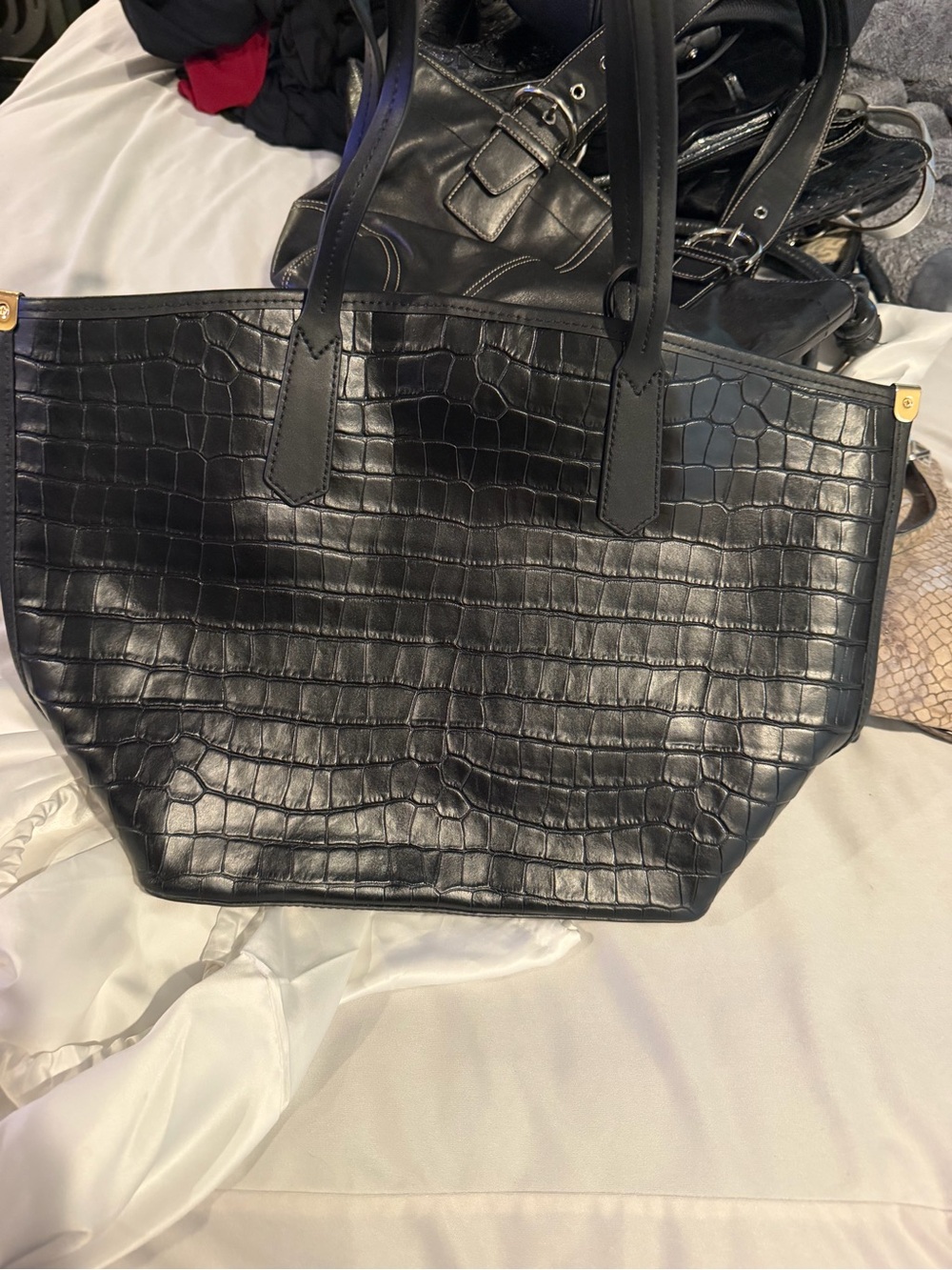 Michael Kors Black Croc-Embossed Tote